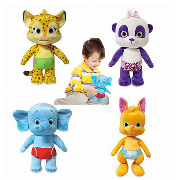 New 25 cm Word Party Plush Doll Learning Stuffed Toy Lulu Franny Bailey Kip Leopard kangaroo Elephant Panda Kids Gifts