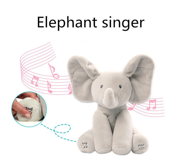 30CM Cute Hide and Seek Electric Elephant Plush Music Soothing Toys Music Interactive Model for Child Gift